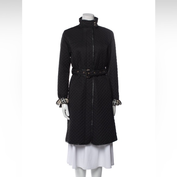 Women's Black Quilted Coat Burberry USA small - Picture 1 of 13